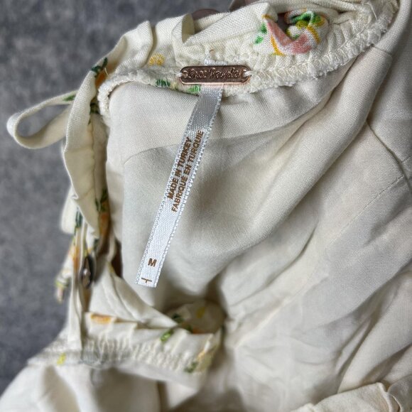 Free People Dress Womens Medium Ivory Lemon Citrus Print Ruffle Tie Back Mini‎ - Picture 5 of 7